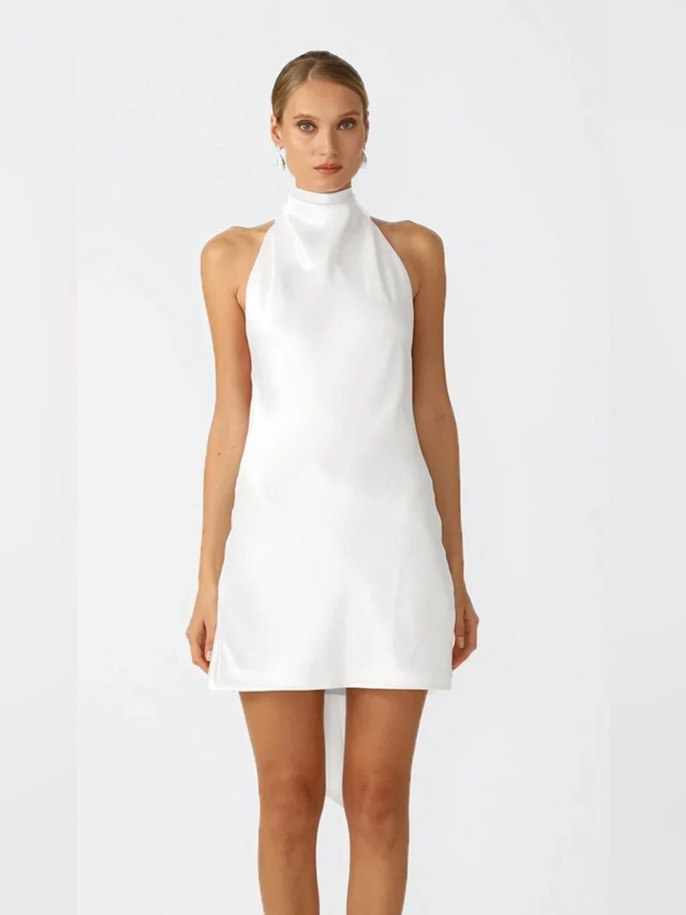 SAU LEE PENNY BACKLESS SATIN MINI DRESS